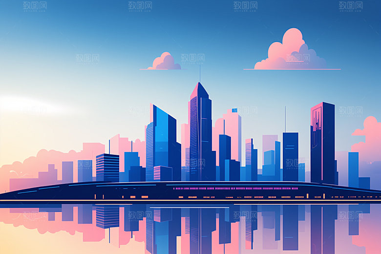 城市美式简约插画