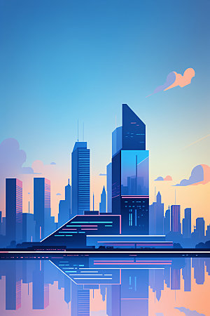 城市简约都市插画