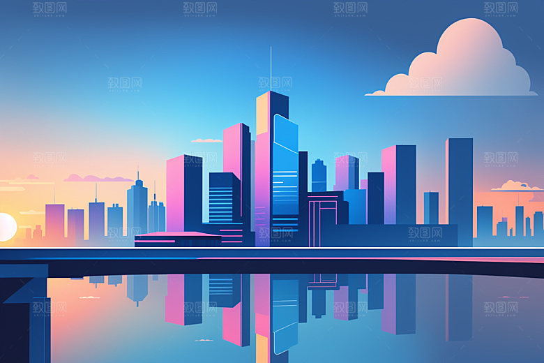 城市艺术摩天大楼插画