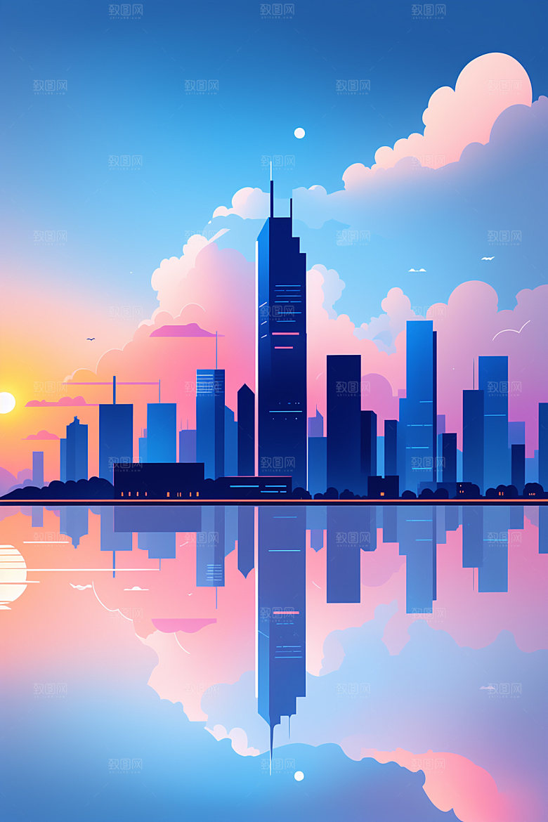 城市楼房都市插画