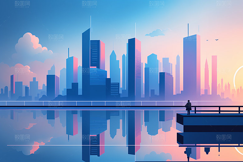 城市简约艺术插画