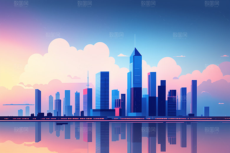 城市都市大厦插画