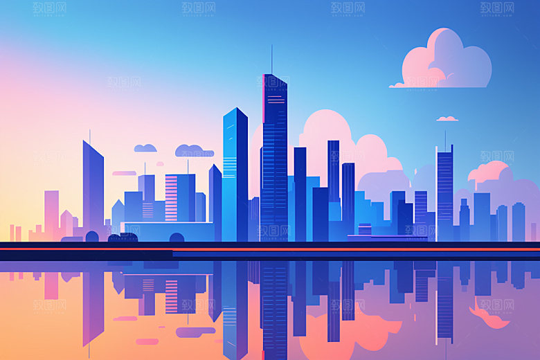 城市大厦楼房插画