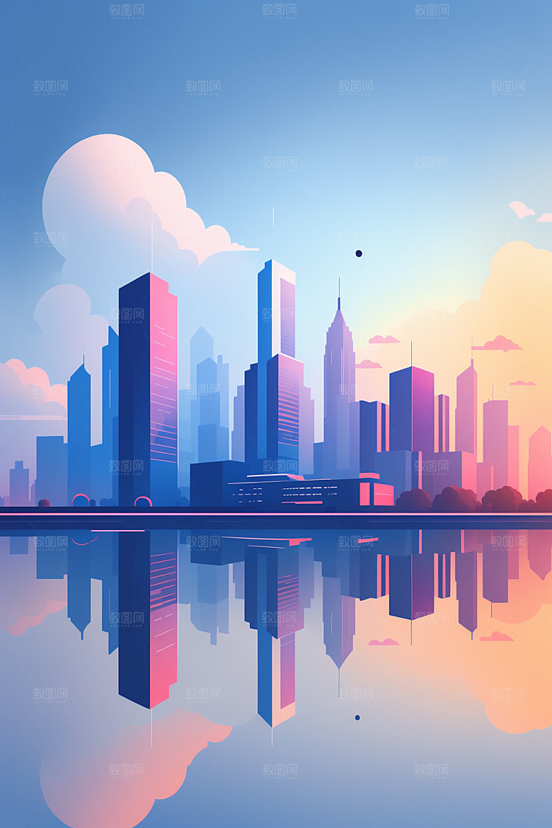 城市楼房简约插画