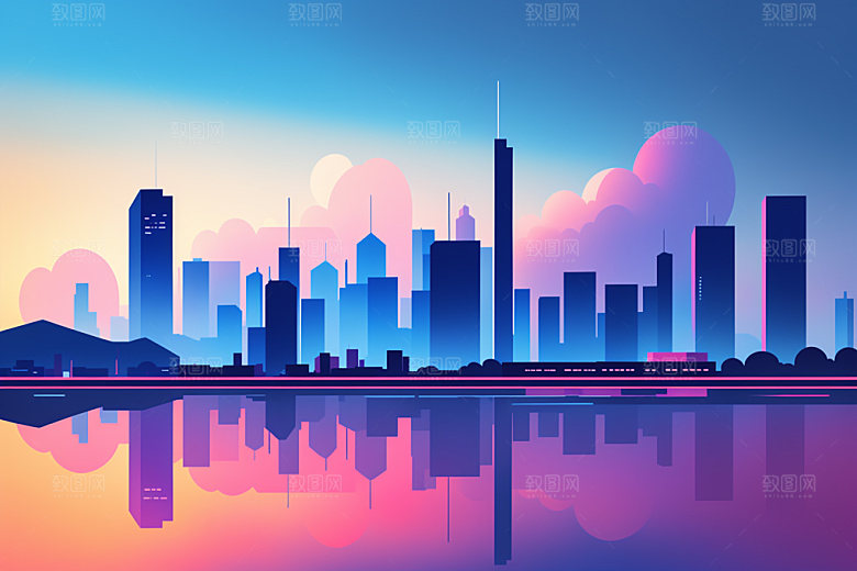 城市楼房都市插画