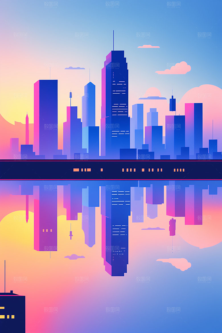 城市地标都市插画