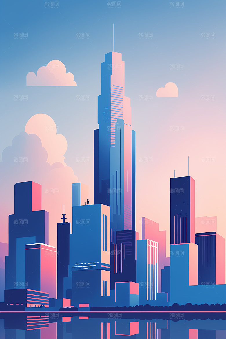 城市艺术大厦插画