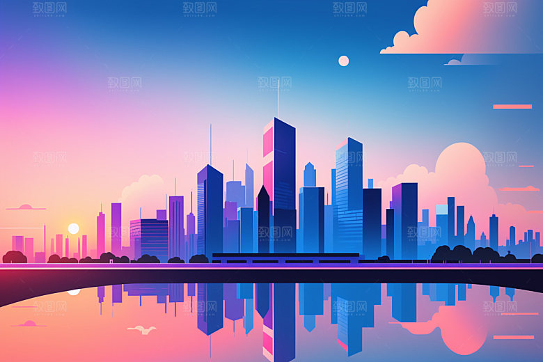 城市都市楼房插画