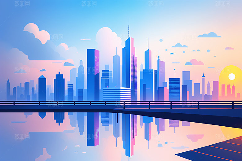 城市地标都市插画
