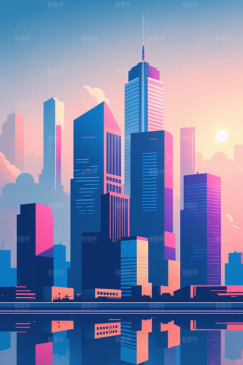 城市简约艺术插画