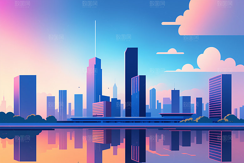 城市大厦艺术插画
