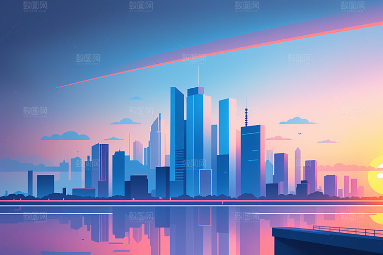 城市大厦楼房插画