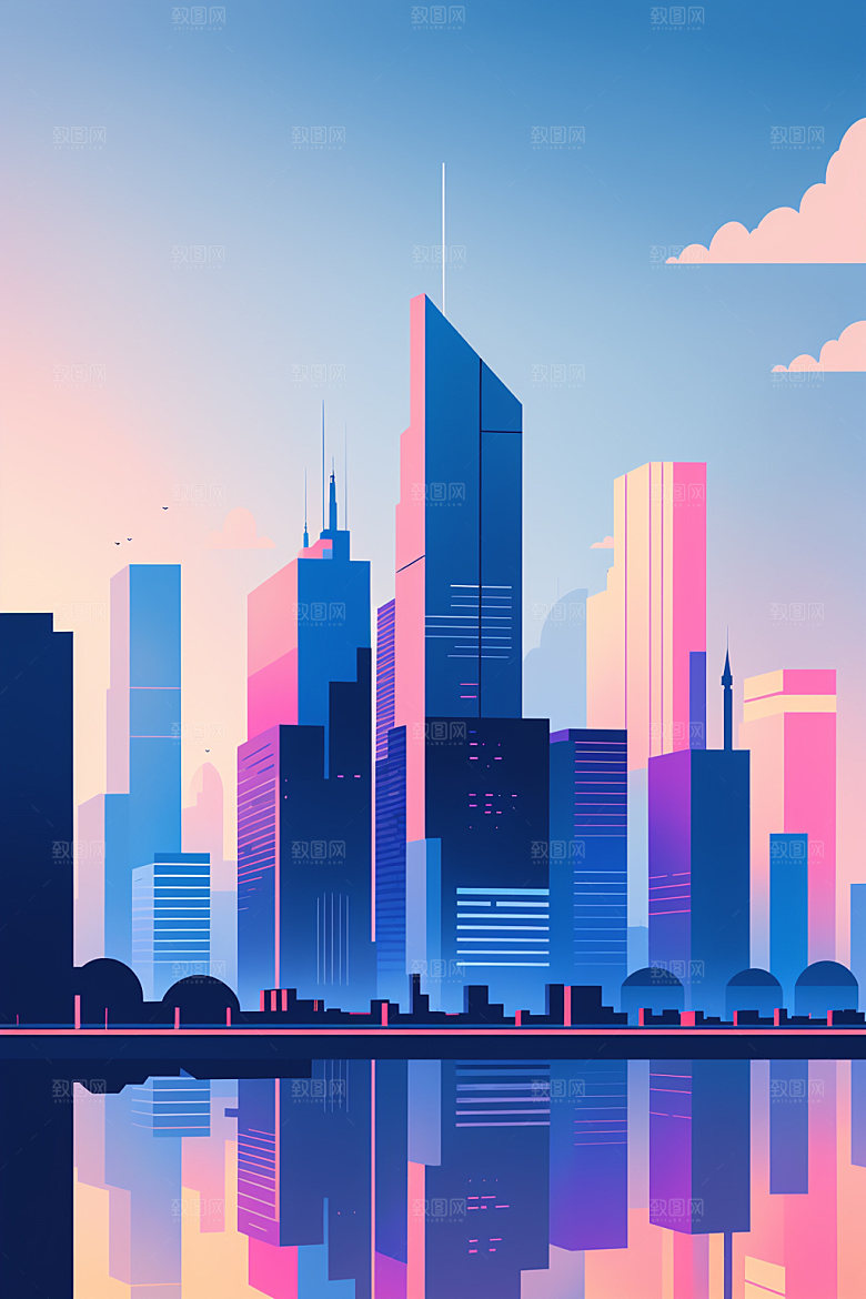 城市都市扁平风插画