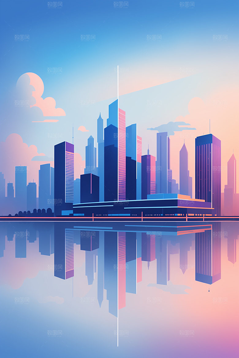 城市大厦地标插画
