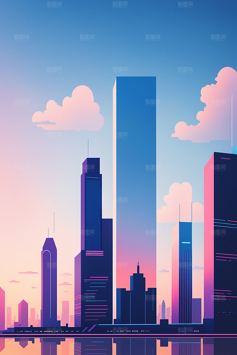 城市简约都市插画