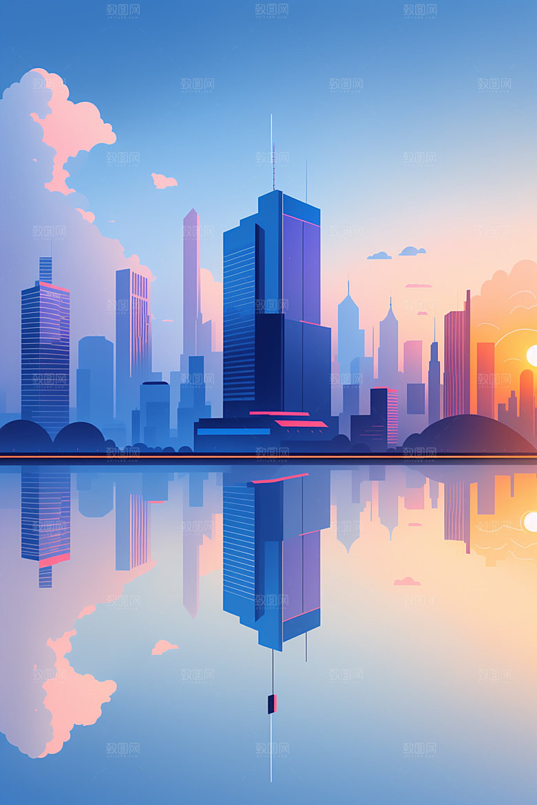 城市楼房都市插画
