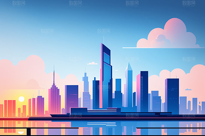 城市都市艺术插画