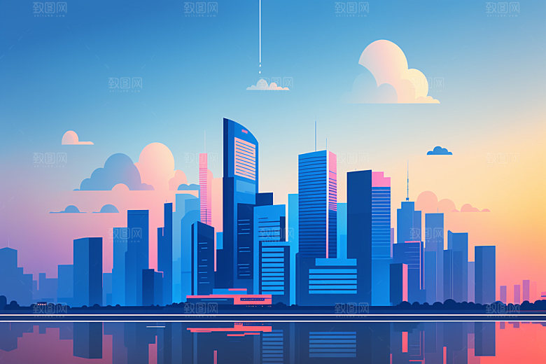 城市美式都市插画