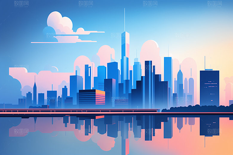 城市简约都市插画