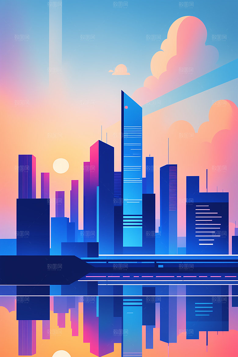 城市都市扁平风插画