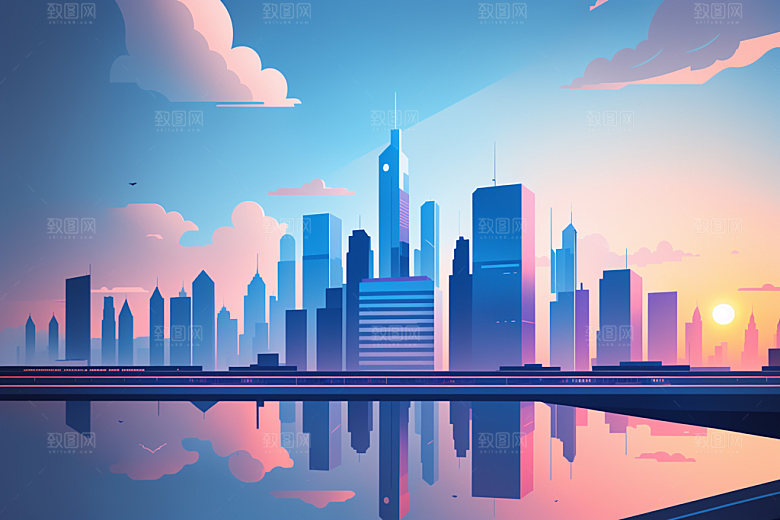 城市都市楼房插画
