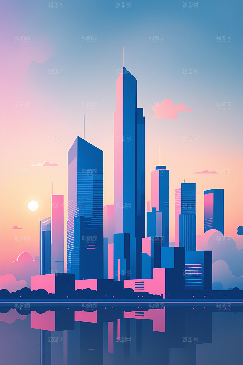 城市艺术大厦插画