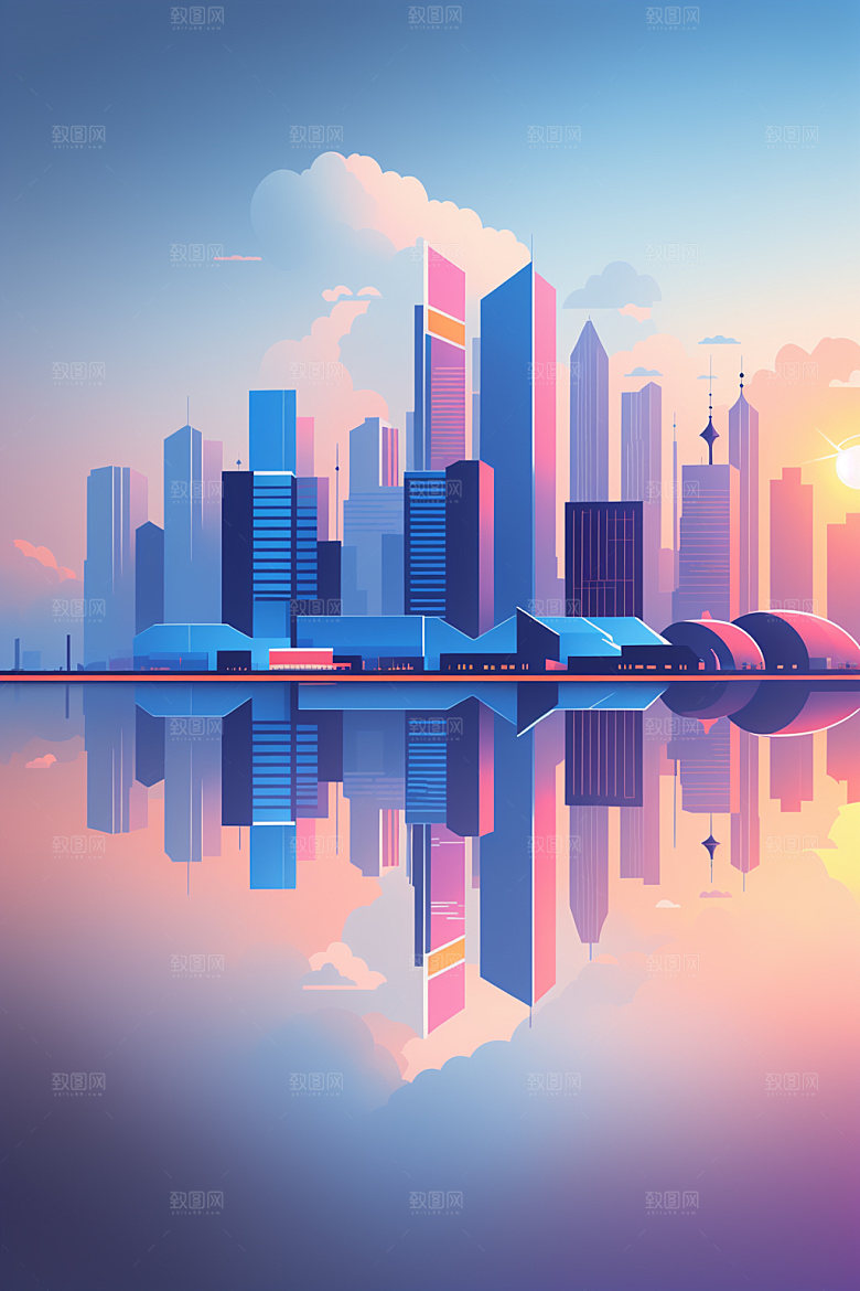 城市都市简约插画