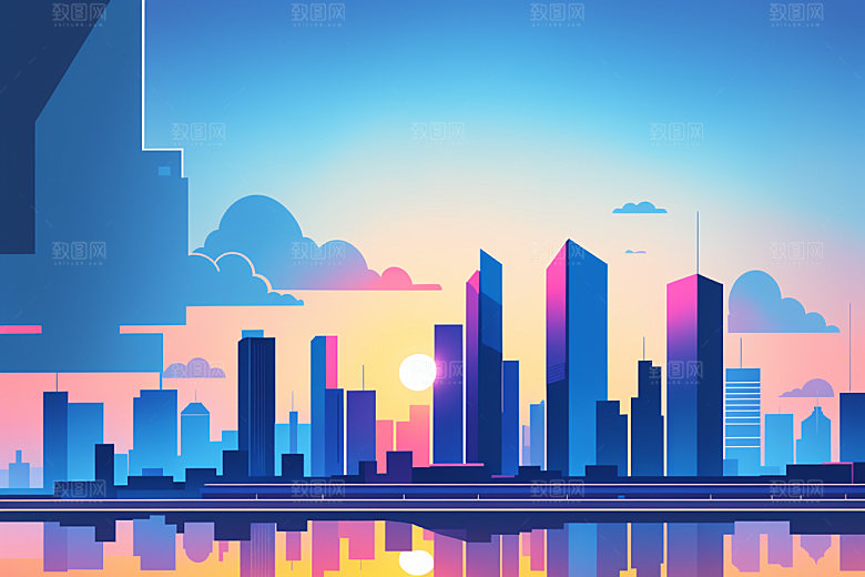 城市简约艺术插画