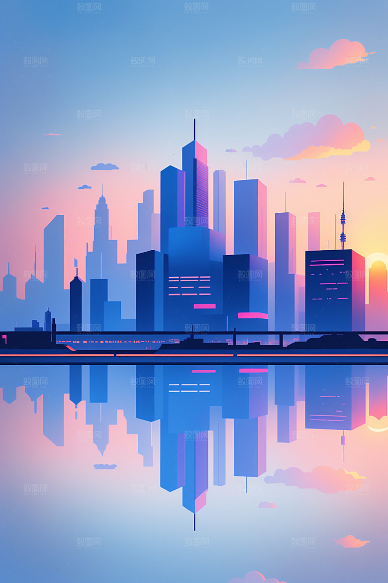 城市楼房简约插画