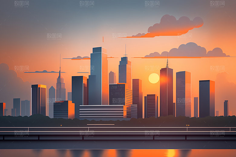 城市大厦摩天大楼插画