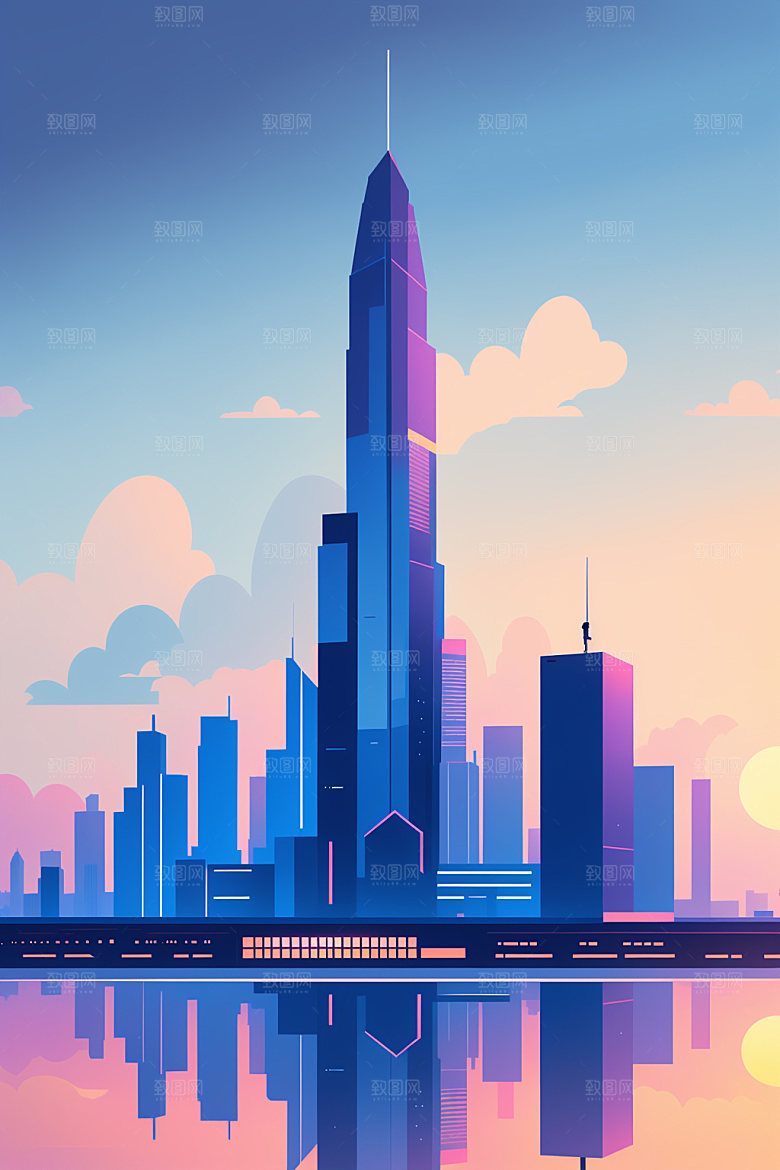 城市扁平风都市插画