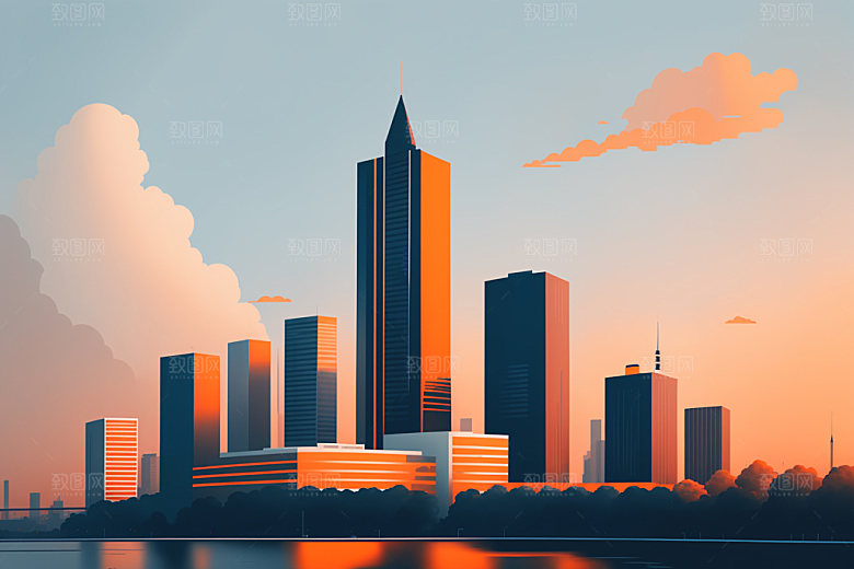 城市艺术地标插画