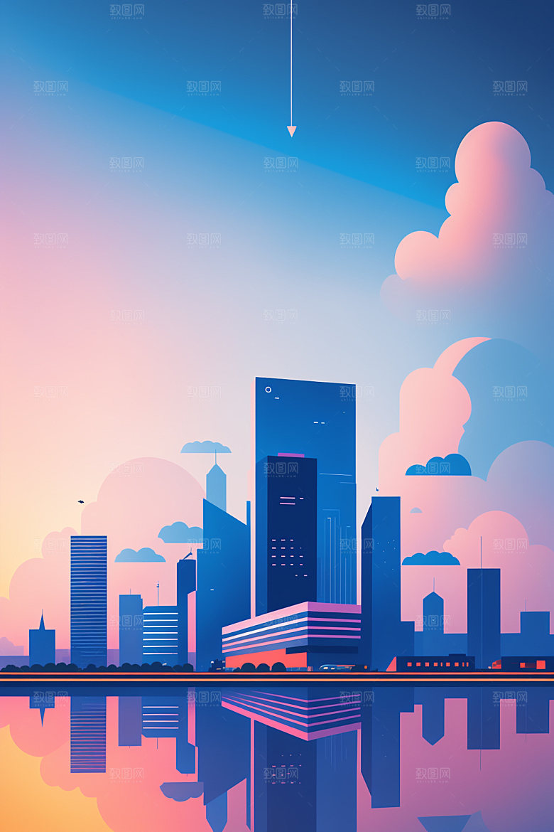 城市地标艺术插画