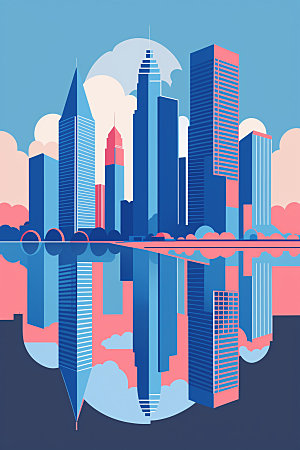 城市大厦楼房插画