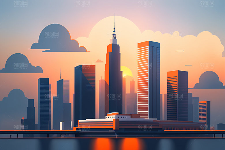 城市都市简约插画