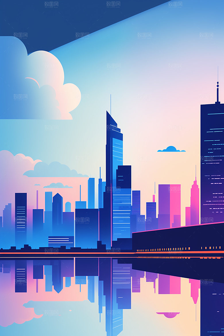 城市扁平风都市插画