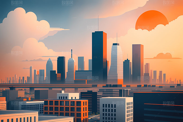 城市简约都市插画
