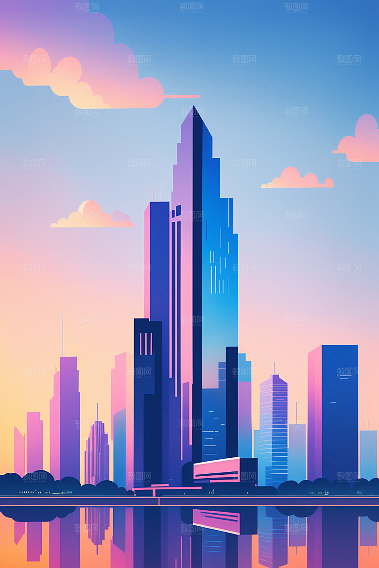 城市大厦都市插画