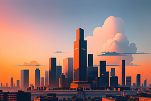 城市大厦地标插画