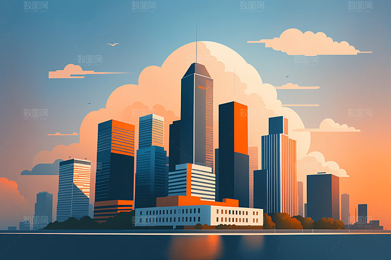 城市楼房都市插画