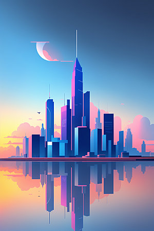 城市楼房都市插画
