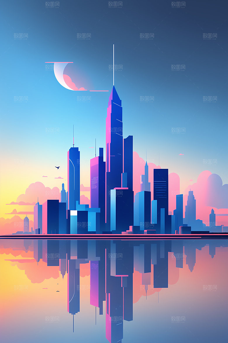 城市楼房都市插画