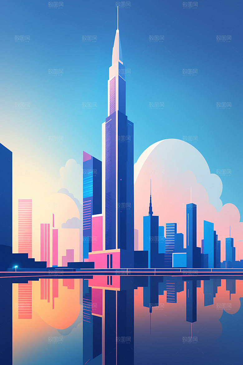 城市大厦都市插画