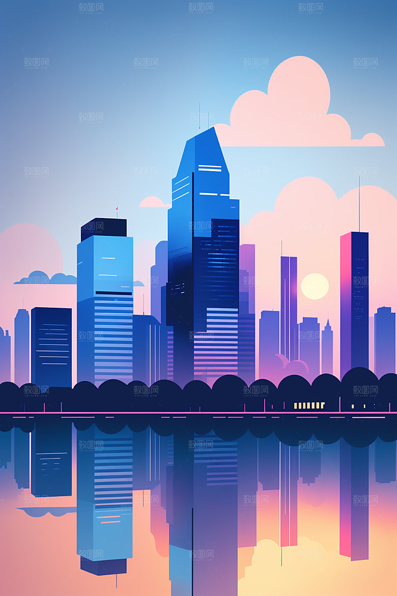 城市艺术地标插画