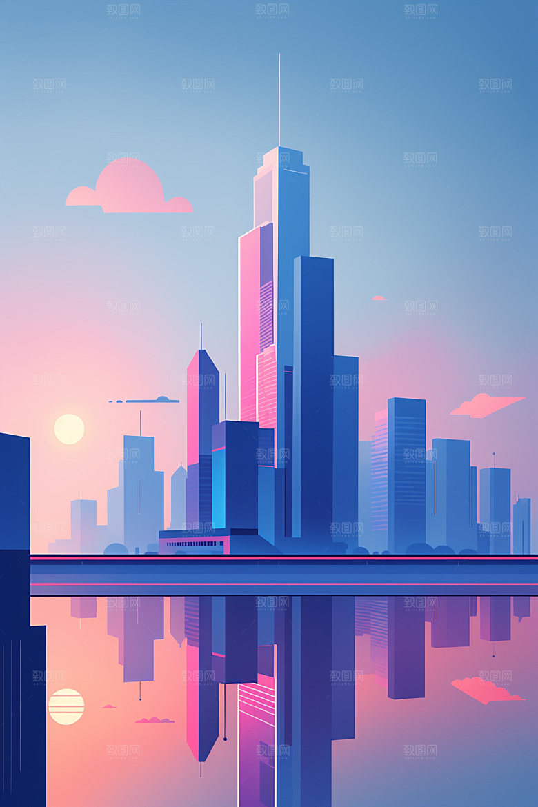 城市艺术地标插画
