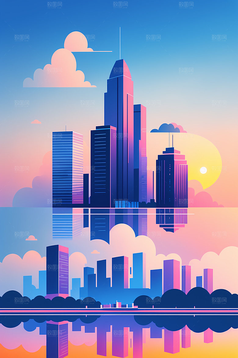 城市都市艺术插画