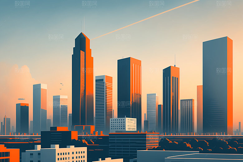 城市地标简约插画