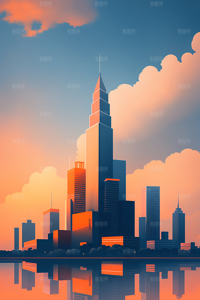 城市大厦都市插画