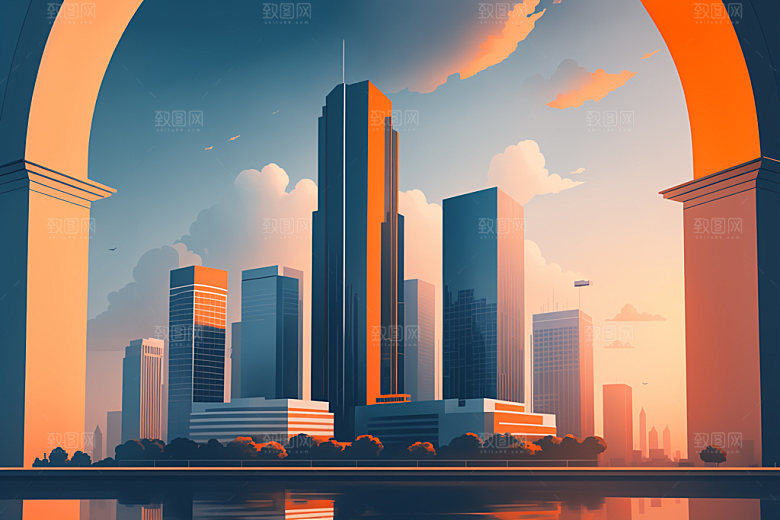 城市都市简约插画