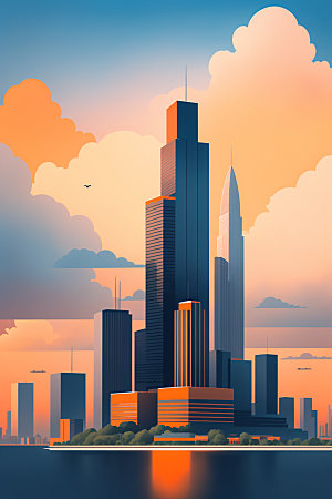城市都市艺术插画